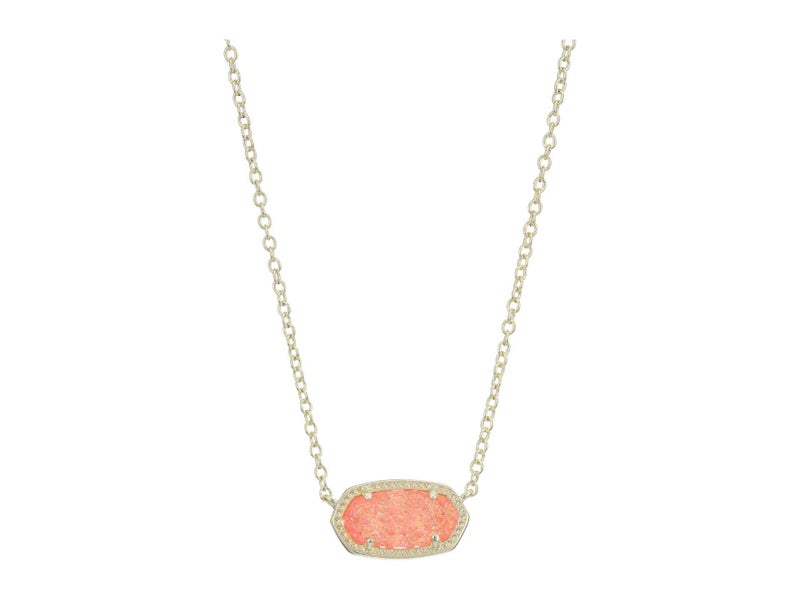 Kendra Scott Elisa Adjustable Length Pendant Necklace for Women, Fashion Jewelry, 14k Gold-Plated, Coral Drusy
